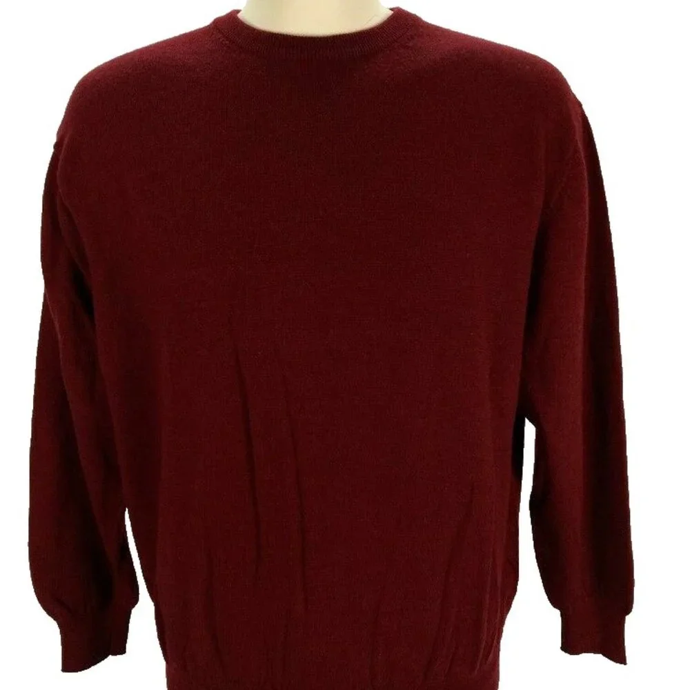 Jos‎ A Bank Classic 100% Merino Wool Vneck Sweater XL Red Pullover Mens